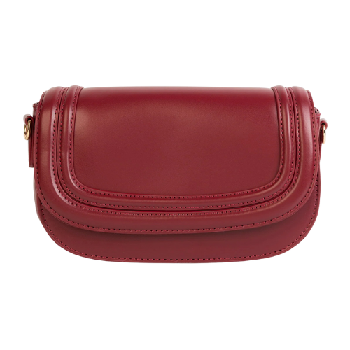 Red Flap Handbag With Detachable Strap