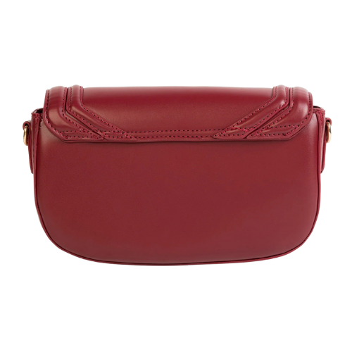 Red Flap Handbag With Detachable Strap