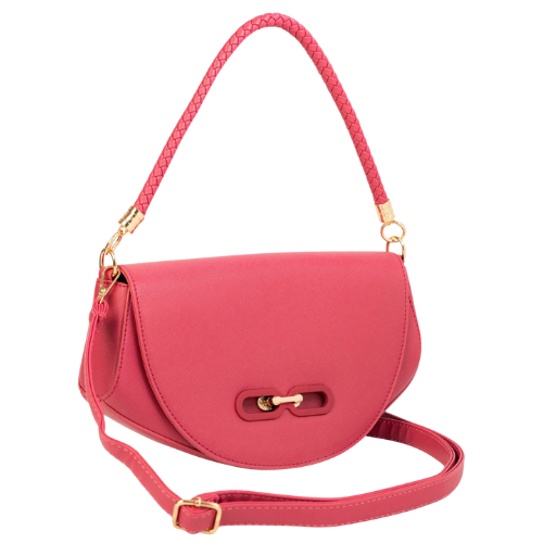 Saddle Handbag with Twist Lock and Braided Handle