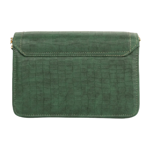 Textured Handbag with Push Lock and Chain Strap